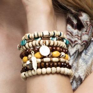 Multi Stranded Mixed Beads Bracelet Set